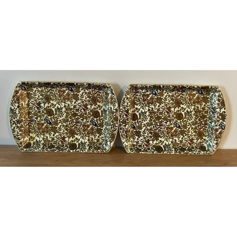 Set of 2 Vintage Our Own Imports Alcohol Proof Paper Mache Trays - Made in Japan